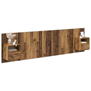 Kopfteil mit Schrank mit Schubladen 3 pcs Altholz Holzwerkstoff