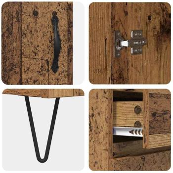 Highboard mit Schubladen 2 pcs Altholz Engineered Wood und Glas