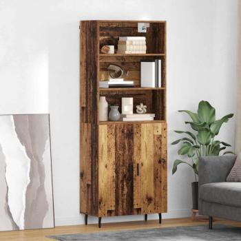 ARDEBO.de - Highboard Altholz 69,5 x 34 x 180 cm Engineered Wood und Glas