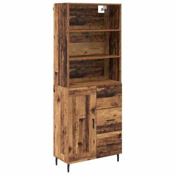 Highboard Altholz 69,5 x 34 x 180 cm Engineered Wood und Glas