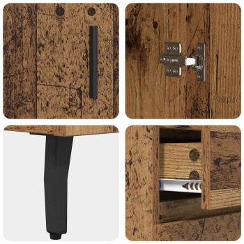 Highboard Altholz 69,5 x 34 x 180 cm Engineered Wood und Glas