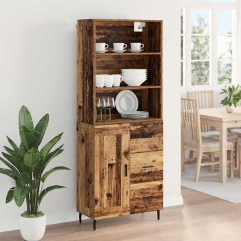 Highboard Altholz 69,5 x 34 x 180 cm Engineered Wood und Glas