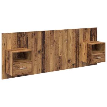 Kopfteil mit Schrank mit Schubladen 3 pcs Altholz Holzwerkstoff