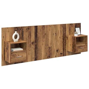 Kopfteil mit Schrank mit Schubladen 3 pcs Altholz Holzwerkstoff