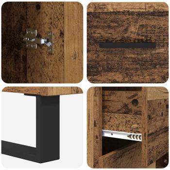 Highboard Altholz 69,5 x 34 x 180 cm Engineered Wood und Glas