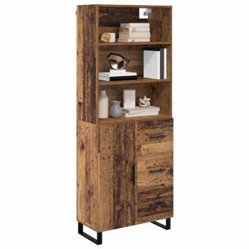 Highboard Altholz 69,5 x 34 x 180 cm Engineered Wood und Glas