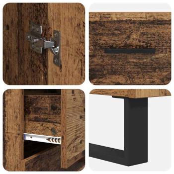 Highboard mit Schubladen 2 pcs Altholz Engineered Wood und Glas