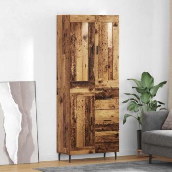 ARDEBO.de - Highboard mit Schubladen 2 pcs Altholz Engineered Wood und Glas