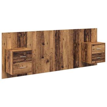 Kopfteil mit Schrank mit Schubladen 3 pcs Altholz Holzwerkstoff