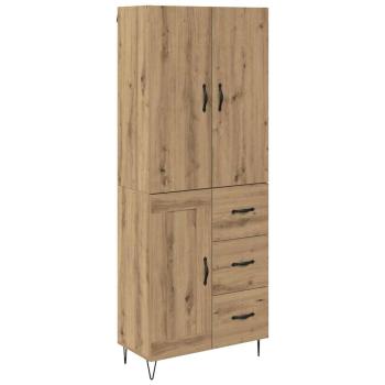 Highboard 2 pcs Artisan-Eiche Engineered Wood und Glas