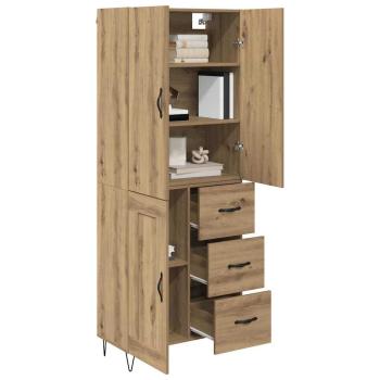 Highboard 2 pcs Artisan-Eiche Engineered Wood und Glas