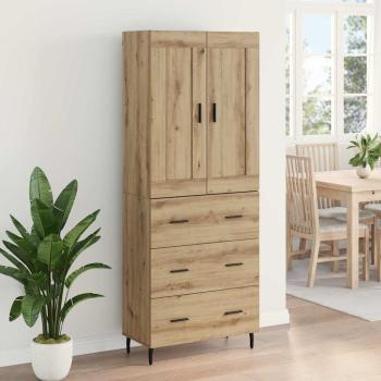 Highboard 2 pcs Artisan-Eiche Engineered Wood und Glas