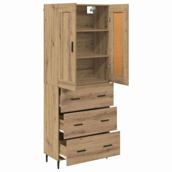 Highboard 2 pcs Artisan-Eiche Engineered Wood und Glas