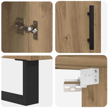 Highboard 2 pcs Artisan-Eiche Engineered Wood und Glas