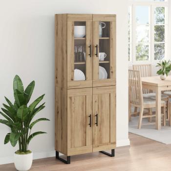 Highboard 2 pcs Artisan-Eiche Engineered Wood und Glas