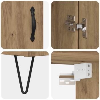 Highboard 2 pcs Artisan-Eiche Engineered Wood und Glas