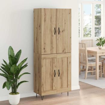 Highboard 2 pcs Artisan-Eiche Engineered Wood und Glas
