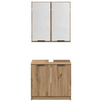Badezimmerschrank-Set mit Regal Artisan-Eiche Holzwerkstoff
