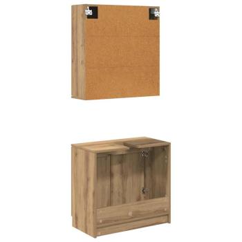 Badezimmerschrank-Set mit Regal Artisan-Eiche Holzwerkstoff
