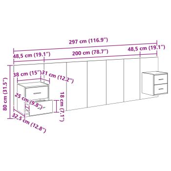 Kopfteil mit Schrank 3 Stk. Artisan-Eiche Holzwerkstoff