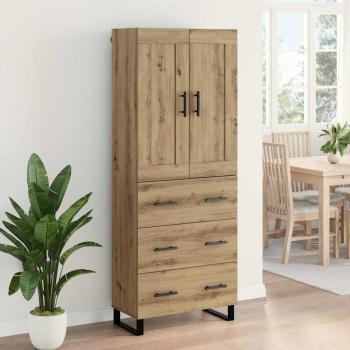 Highboard 2 pcs Artisan-Eiche Engineered Wood und Glas