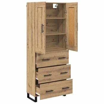 Highboard 2 pcs Artisan-Eiche Engineered Wood und Glas
