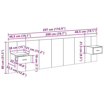 Kopfteil mit Schrank 3 Stk. Artisan-Eiche Holzwerkstoff