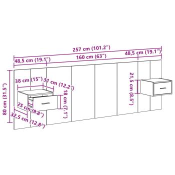 Kopfteil mit Schrank 3 Stk. Artisan-Eiche Holzwerkstoff