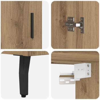 Highboard 2 pcs Artisan-Eiche Engineered Wood und Glas