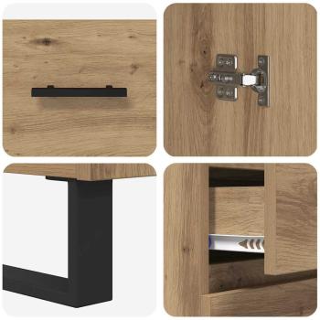 Highboard 2 pcs Artisan-Eiche Engineered Wood und Glas