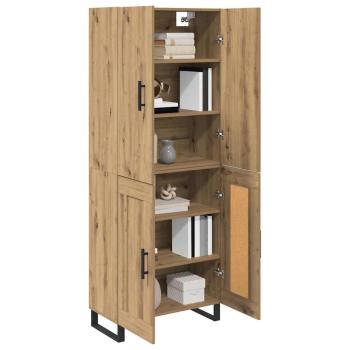 Highboard 2 pcs Artisan-Eiche Engineered Wood und Glas