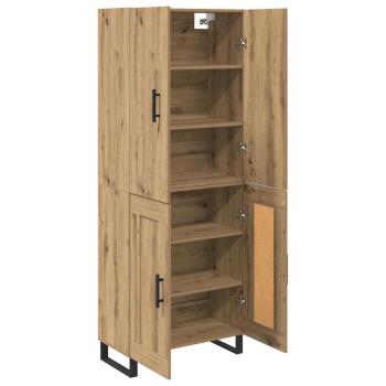 Highboard 2 pcs Artisan-Eiche Engineered Wood und Glas