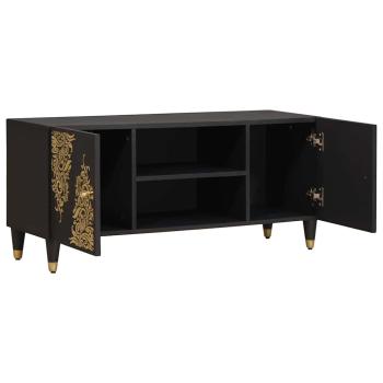 ARDEBO.de - TV-Schränk mit Regal Schwarz 105 x 33 x 46 cm Massivholz Mango