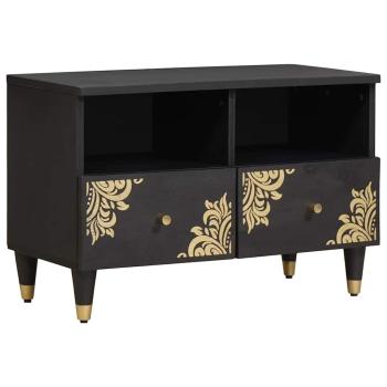 ARDEBO.de - TV-Schränk mit Regal Schwarz 70 x 33 x 46 cm Massivholz Mango