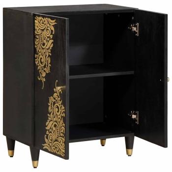 ARDEBO.de - Sideboard Schwarz 60 x 33 x 75 cm Massivholz Mango