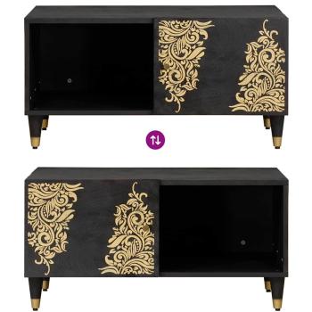 Couchtisch Schwarz 80 x 50 x 40 cm Massivholz Mango