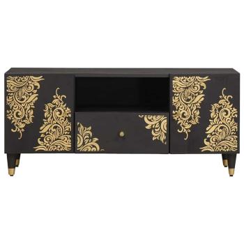 TV-Schränk mit Regal Schwarz 105 x 33 x 46 cm Massivholz Mango