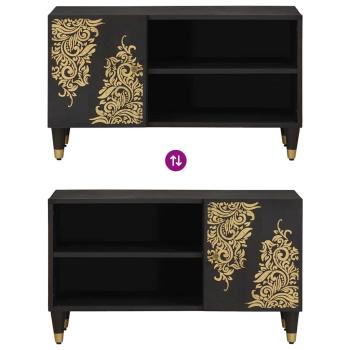 TV-Schränk mit Regal Schwarz 80 x 33 x 46 cm Massivholz Mango