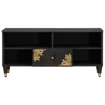 TV-Schränk mit Regal Schwarz 100 x 33 x 46 cm Massivholz Mango