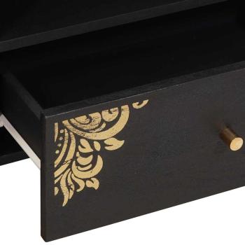 TV-Schränk mit Regal Schwarz 80 x 33 x 46 cm Massivholz Mango