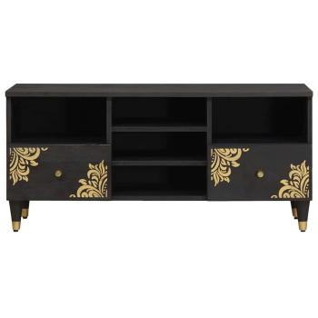 TV-Schränk mit Regal Schwarz 100 x 33 x 46 cm Massivholz Mango