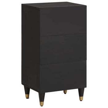 Sideboard mit Regal Schwarz 40 x 33 x 75 cm Massivholz Mango