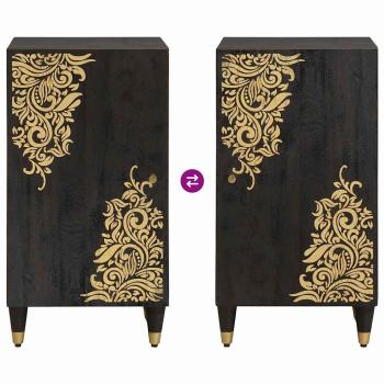 Sideboard mit Regal Schwarz 40 x 33 x 75 cm Massivholz Mango