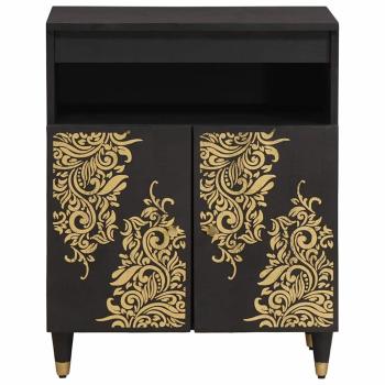 Sideboard mit Regal Schwarz 60 x 33 x 75 cm Massivholz Mango