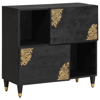 ARDEBO.de - Sideboard mit Regal Schwarz 80 x 33 x 75 cm Massivholz Mango
