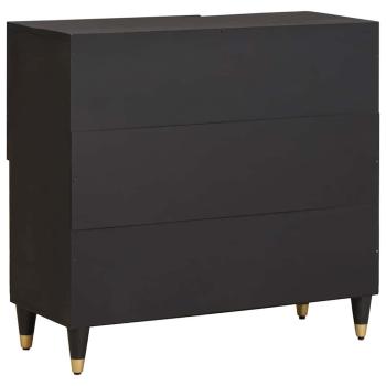Sideboard mit Regal Schwarz 80 x 33 x 75 cm Massivholz Mango