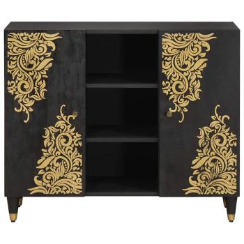 Sideboard mit Regal Schwarz 90 x 33 x 75 cm Massivholz Mango