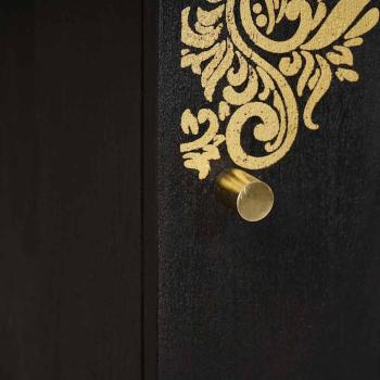 Highboard mit Regal Schwarz 40 x 33 x 110 cm Massivholz Mango