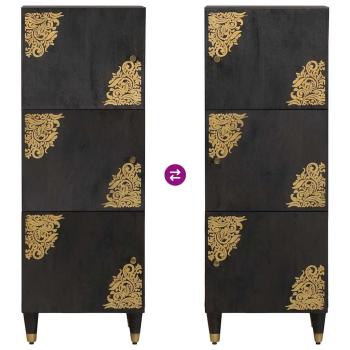 Highboard mit Regal Schwarz 40 x 33 x 110 cm Massivholz Mango