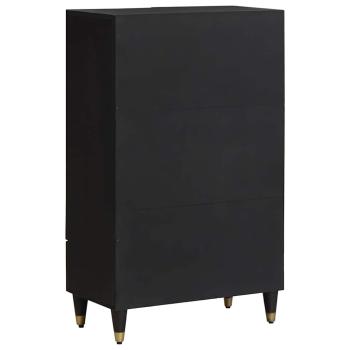 Highboard mit Regal Schwarz 60 x 33 x 100 cm Massivholz Mango